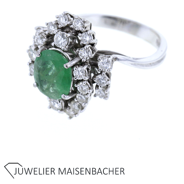 Smaragd Entourage Brillant Ring Gold – Bild 4