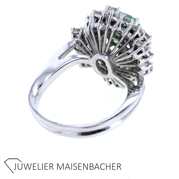 Smaragd Entourage Brillant Ring Gold – Bild 6