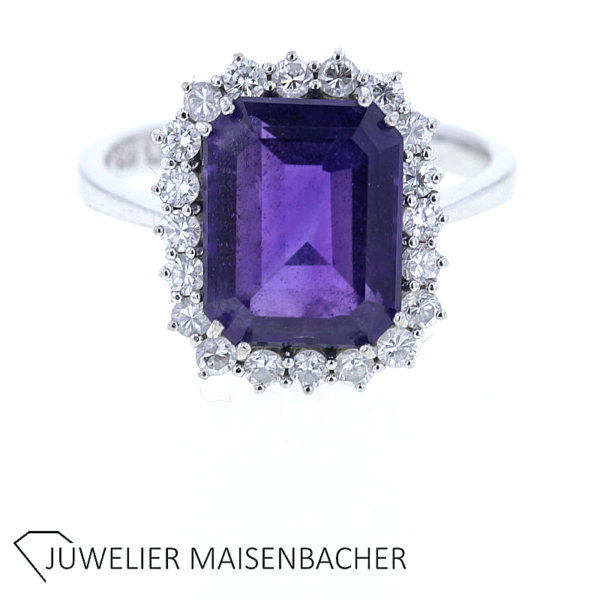 Gold Amethyst Entourage Diamant Ring – Bild 6