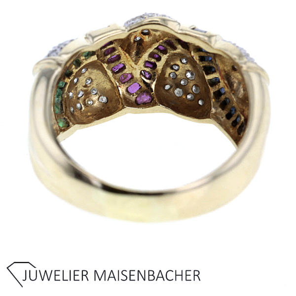 Außergewöhnlicher Ring mit Brillant,Rubin,Saphir und Smaragd Gold – Bild 6