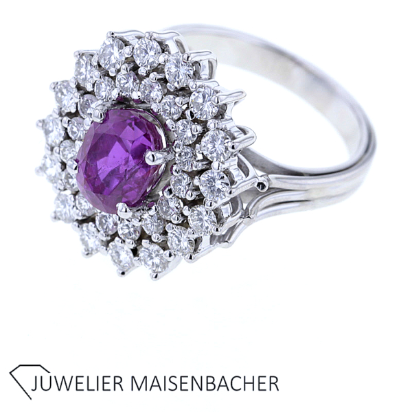 Zeitloser Entourage Ring mit Brillant und Rubin Gold – Bild 2
