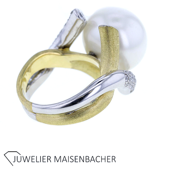 Außergewöhnlicher Südsee-Zuchtperlen Ring mit Brillant – Bild 9