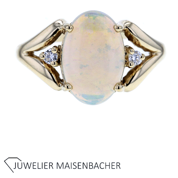 Edel-Opal Ring mit Brillanten Gold – Bild 4