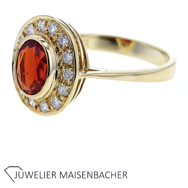 Entourage Blumen Ring mit Feueropal & Brillanten Gold – Bild 2