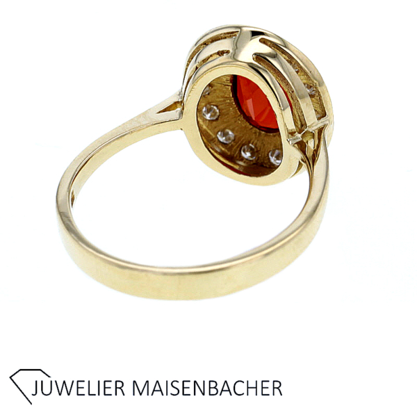 Entourage Blumen Ring mit Feueropal & Brillanten Gold – Bild 3