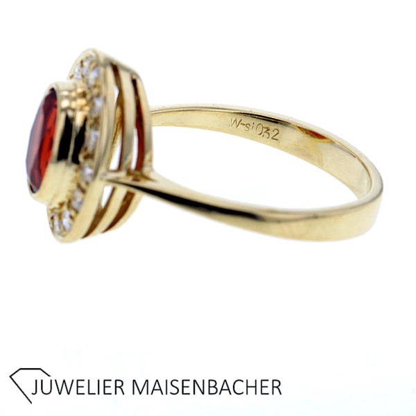 Entourage Blumen Ring mit Feueropal & Brillanten Gold – Bild 4