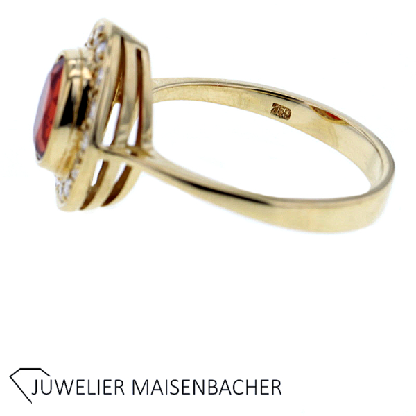 Entourage Blumen Ring mit Feueropal & Brillanten Gold – Bild 5