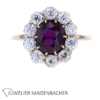 Wunderschöner Entourage Ring mit Almandin und Diamanten Gold