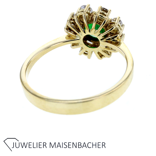 Entourage Blumen Ring mit Smaragd & Brillanten Gold – Bild 4