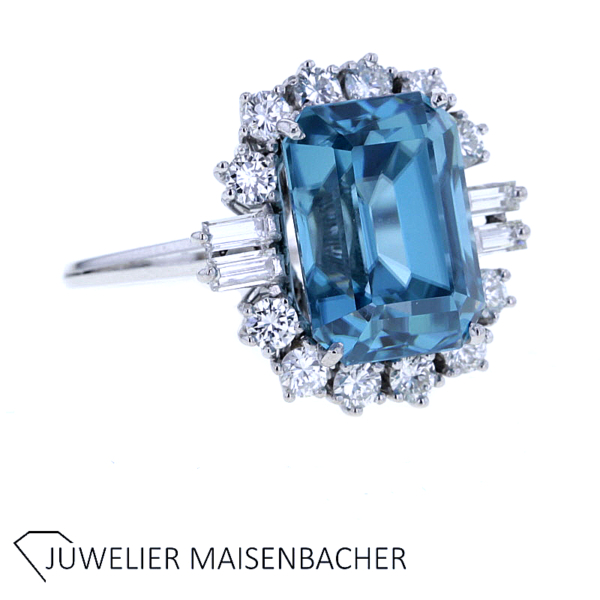 Entourage-Ring mit Diamanten, Brillanten und Farbstein Gold – Bild 2