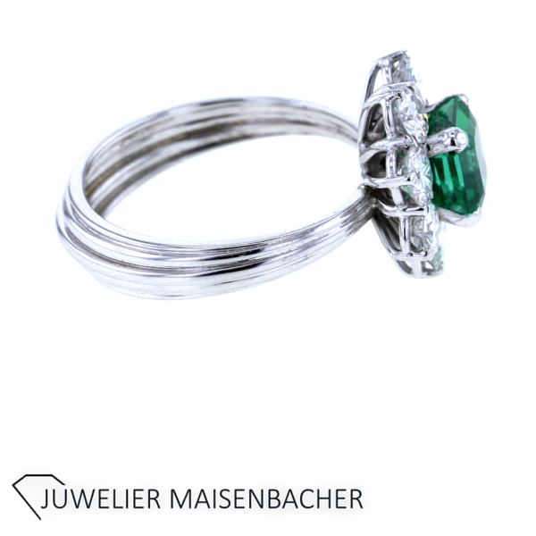 Entourage Blumen Ring mit Smaragd & Brillanten Gold – Bild 5