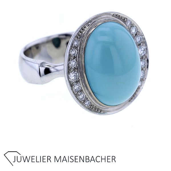 Damenring mit Türkis und Brillanten Gold