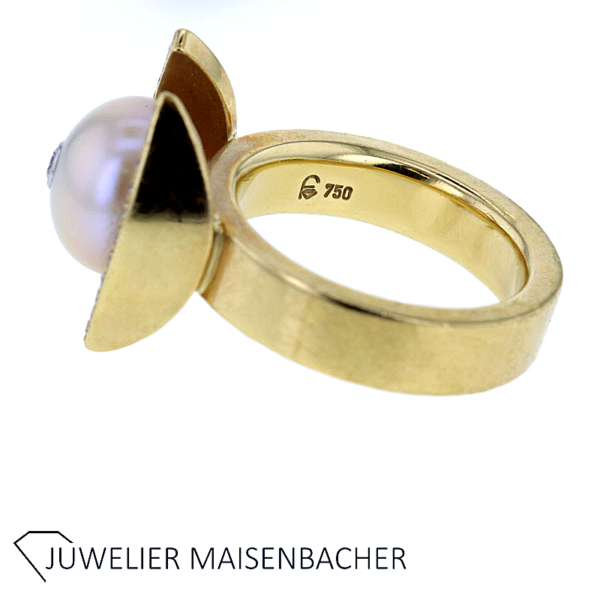 Jörg Faatz Ring mit Brillanten und Zuchtperle Gold – Bild 3