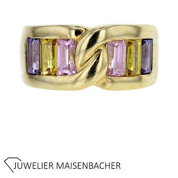 Ring mit Edelsteinen Amethyst und Citrin Gold