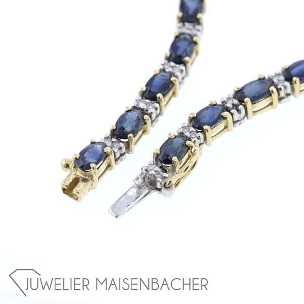 Außergewöhnliches Y-Collier mit Saphir und Brillant Gold – Bild 6