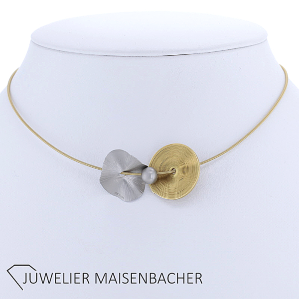 NIESSING Schnur mit Anhänger Blütenscheibe, Kugel Gold – Bild 3