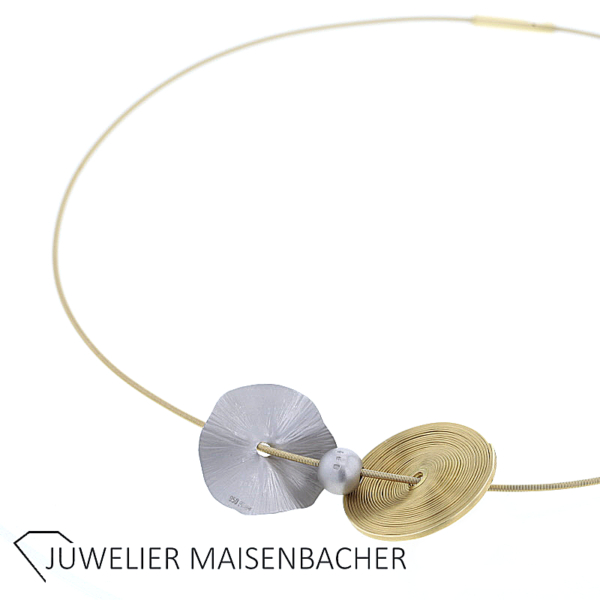 NIESSING Schnur mit Anhänger Blütenscheibe, Kugel Gold – Bild 4