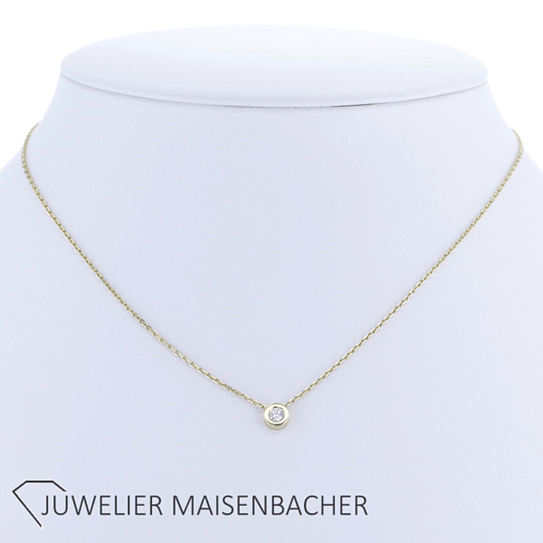 Kette/Collier mit Solitäranhänger Brillant Gold – Bild 6