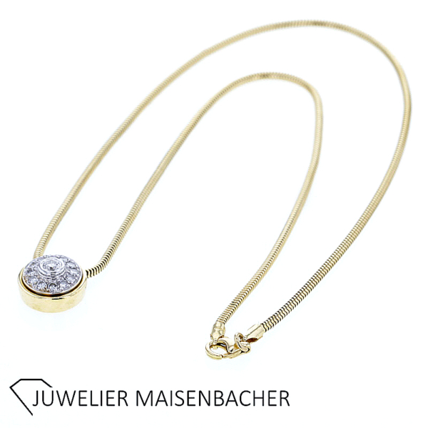 Schlangenkette mit Brillantanhänger Gold – Bild 7