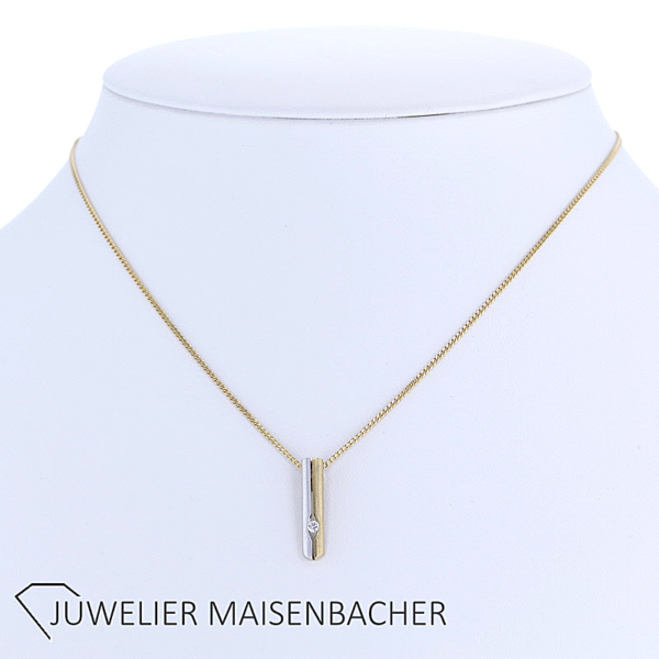 Kette mit Stab-Anhänger mit Brillant Gold – Bild 5