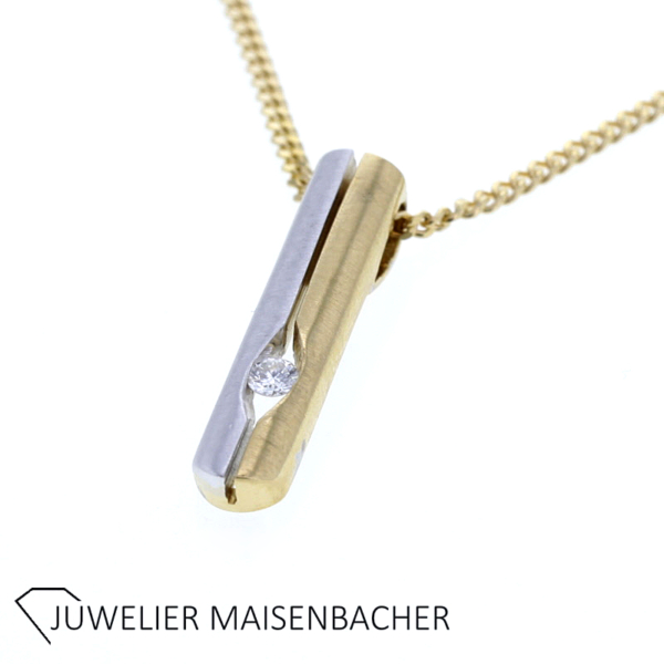 Kette mit Stab-Anhänger mit Brillant Gold – Bild 6