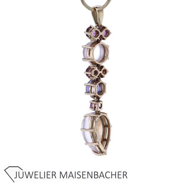 Anhänger mit Mondsteinen an Schlangenkette Gold – Bild 3