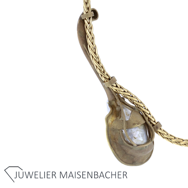 UNIKAT Collier mit Brillant und Barock-Zuchtperle Gold – Bild 6