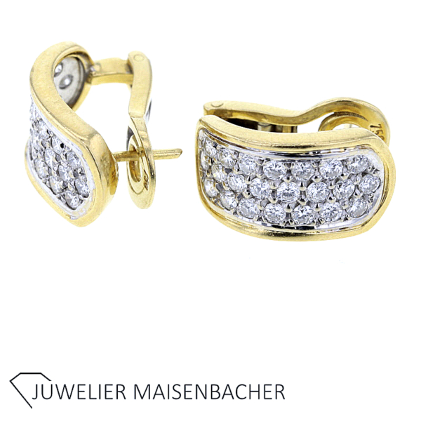 Opulente Halbcreole / Ohrclips mit Brillanten Gold