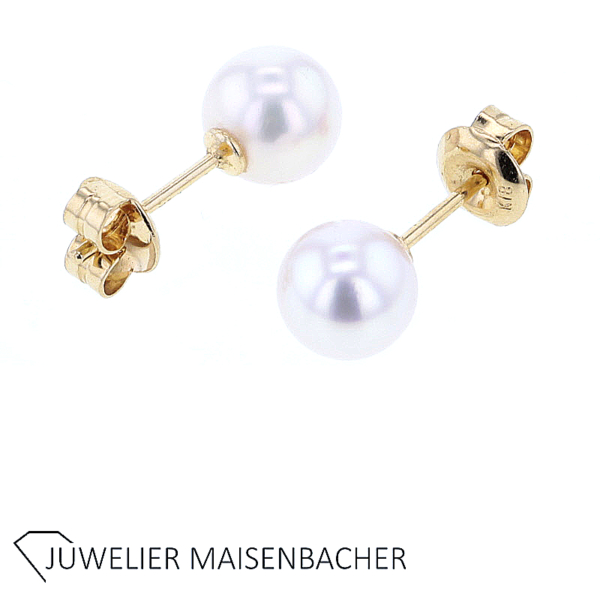 Wunderschöne Akoya-Zuchtperlen Ohrstecker Gold – Bild 2