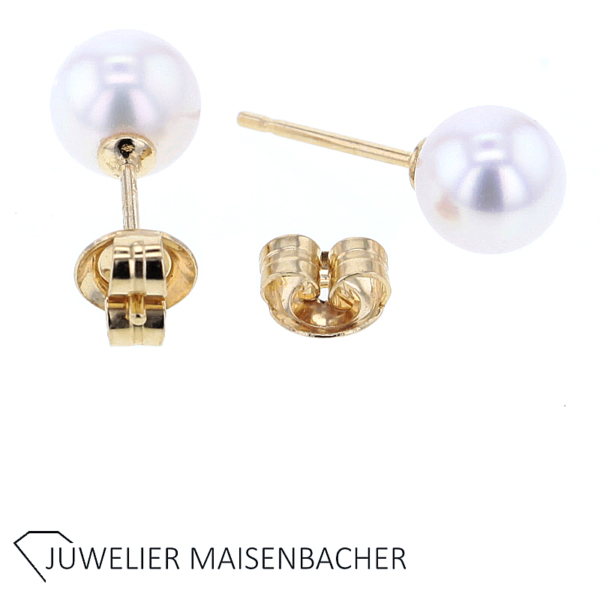 Wunderschöne Akoya-Zuchtperlen Ohrstecker Gold – Bild 3