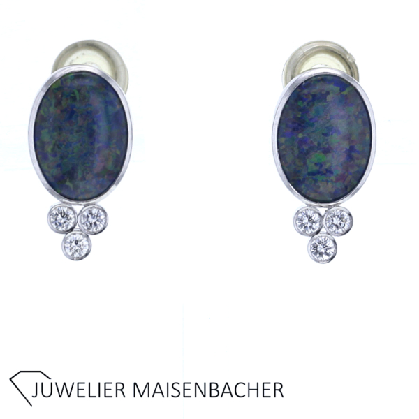 Ohrclip/ Ohrringe mit Opal und Brillant Gold – Bild 4