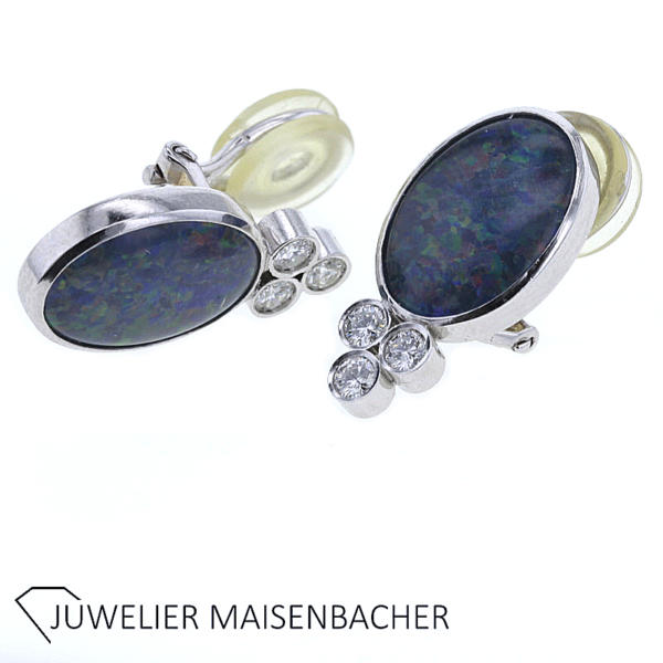 Ohrclip/ Ohrringe mit Opal und Brillant Gold – Bild 6