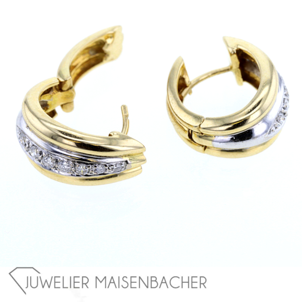 Klassische Diamant Creolen Gold – Bild 5
