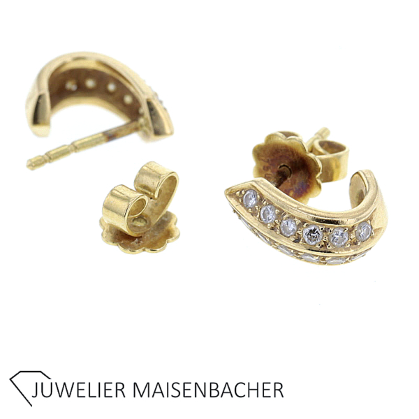 Halbcreole Ohrringe *Halbmond* mit Brillanten Gold – Bild 3