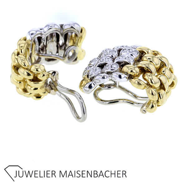 Außergewöhnliche Ohrclips mit Brillanten Gold