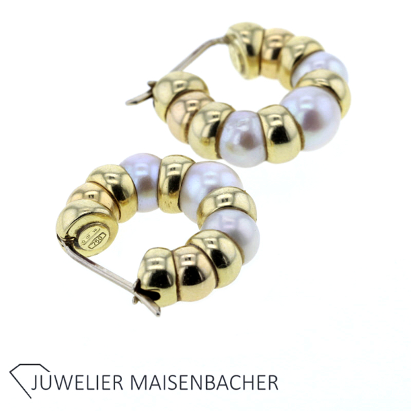 Creolen mit Zuchtperle Gold – Bild 2