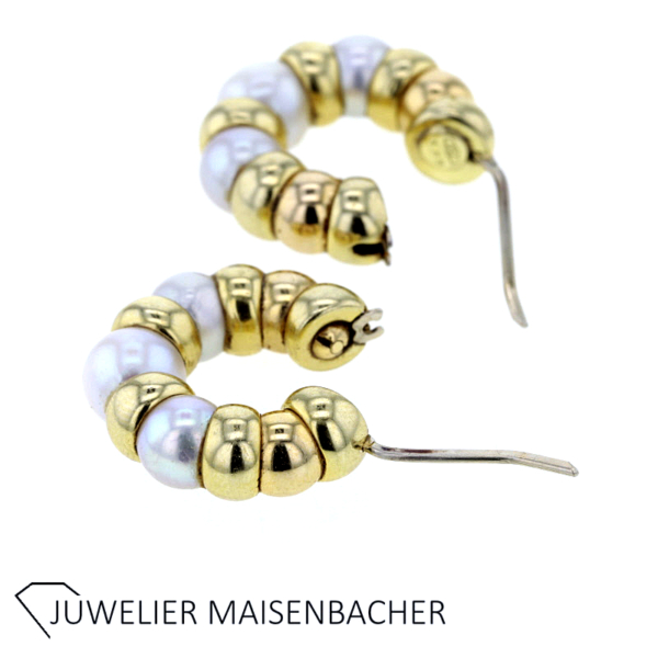Creolen mit Zuchtperle Gold – Bild 3