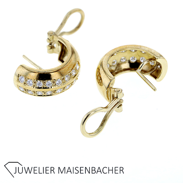 Zeitlose Brillant Halbcreolen mit Clip in Gold – Bild 3