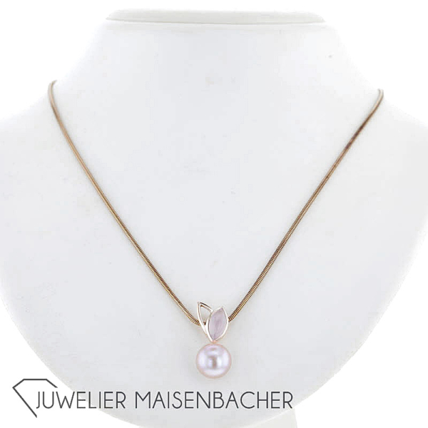 Juwelier Deiter Schmuckset Collier, Ring und Ohrhänger mit Perle und Rosenquarz – Bild 17
