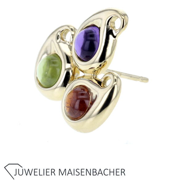 Tamara Comolli Ohringe mit jeweil 3 Farbsteinen Gelbgold – Bild 4