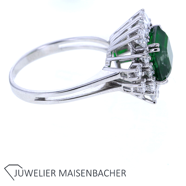 Wunderschöner Smaragd Entourage Brillant Ring Gold – Bild 3