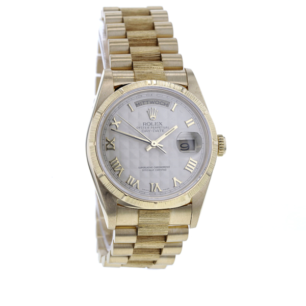 Rolex Day-Date Borke, Ref. 18248, Gelbgold 750/-, Pyramid-Blatt – Bild 2