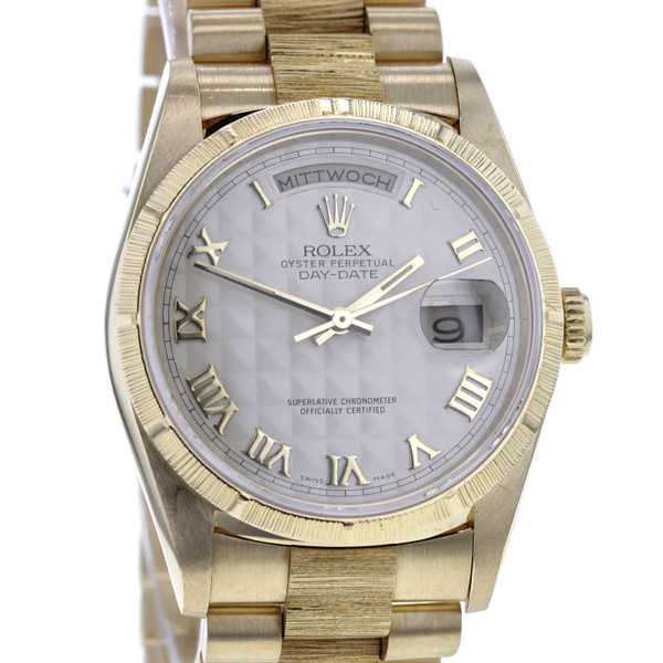 Rolex Day-Date Borke, Ref. 18248, Gelbgold 750/-, Pyramid-Blatt