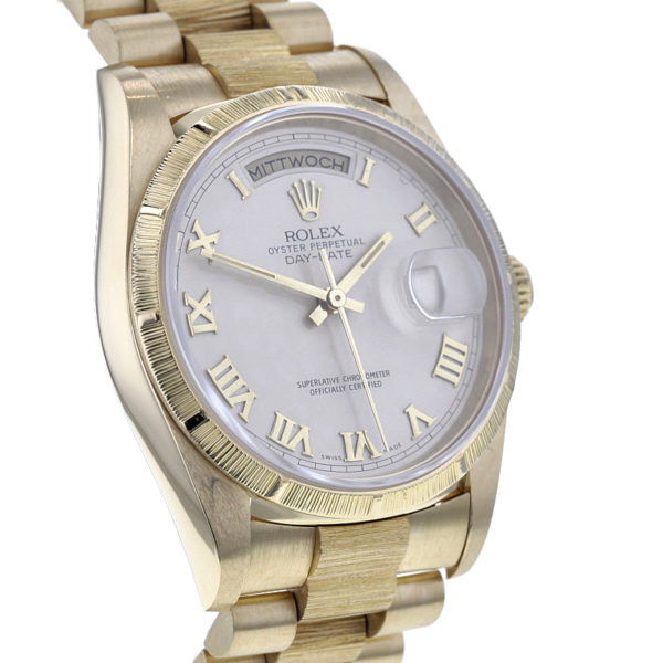 Rolex Day-Date Borke, Ref. 18248, Gelbgold 750/-, Pyramid-Blatt – Bild 3