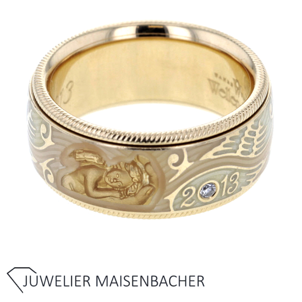 Wellendorff Drehring Jahresring 2013 Limitiert Schutzengel mit Brillanten Gold – Bild 6