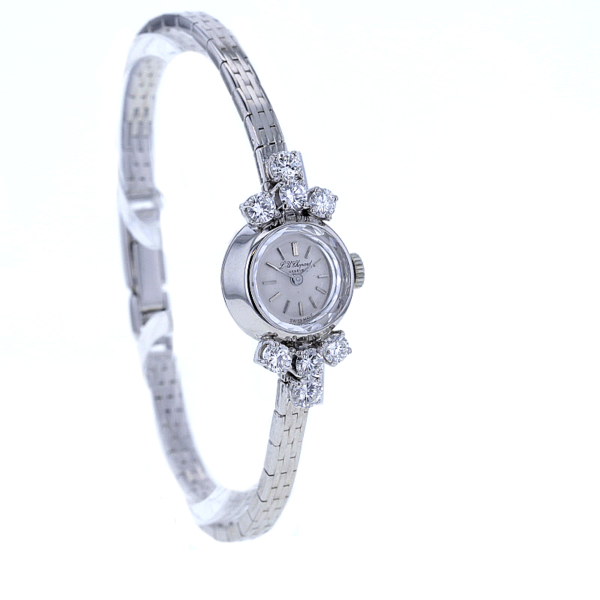 L.U.Chopard Vintage Cocktail-Damenuhr 18 kt. Weißgold mit 8 Brillanten – Bild 4