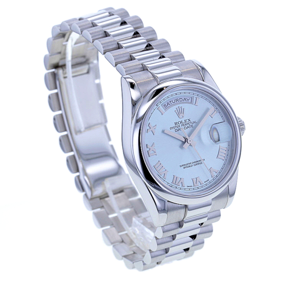 Rolex Day-Date 36 Ref. 118206, Platin 950/-, eisblau, Revision Rolex 2024, Top! – Bild 4