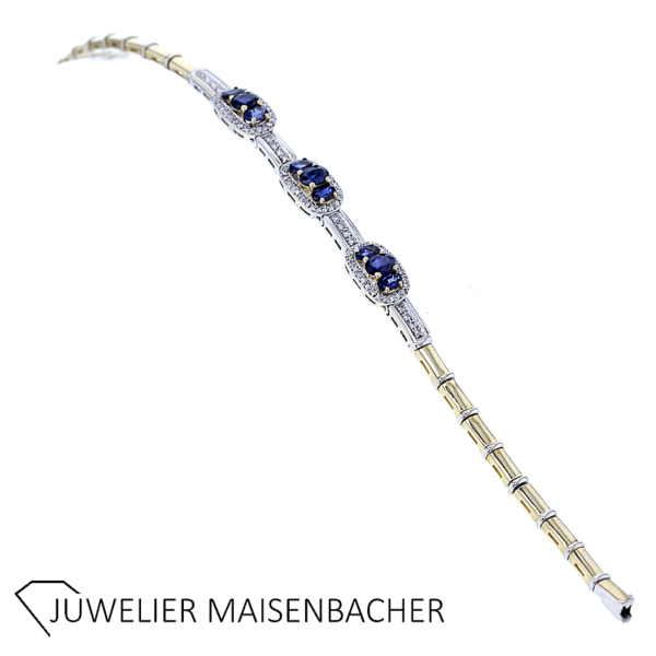 Elegantes Armband mit Saphir und Brillantbesatz in 585er Gold