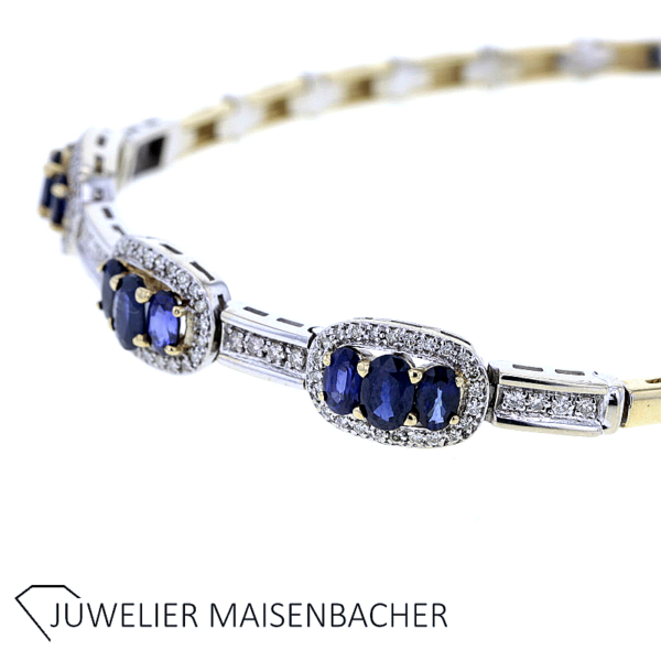 Elegantes Armband mit Saphir und Brillantbesatz in 585er Gold – Bild 5