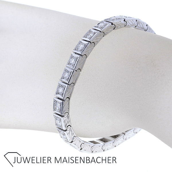Massives Vintage Brillantarmband / Tennisarmband 750er Weißgold – Bild 6
